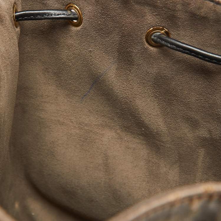 Pre Owned Fendi Tobacco/Black Zucca Coated Canvas and Leather Mon Tresor Grande Bucket Bag
