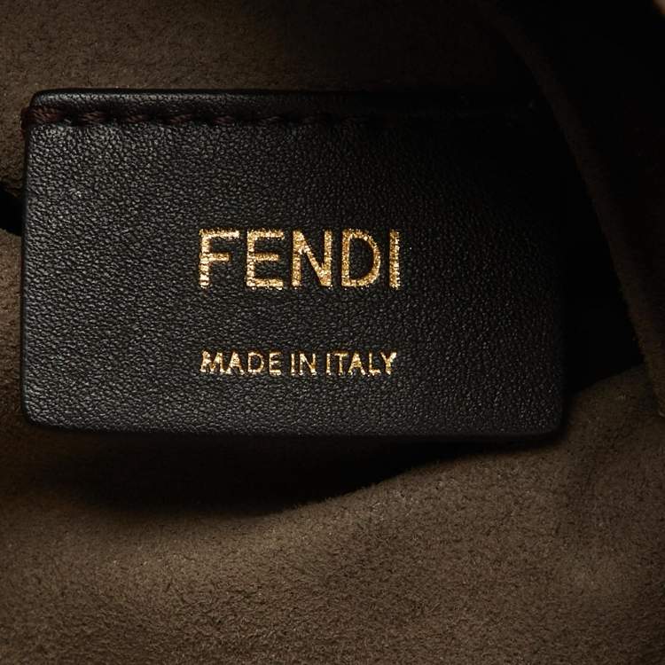 Pre Owned Fendi Tobacco/Black Zucca Coated Canvas and Leather Mon Tresor Grande Bucket Bag