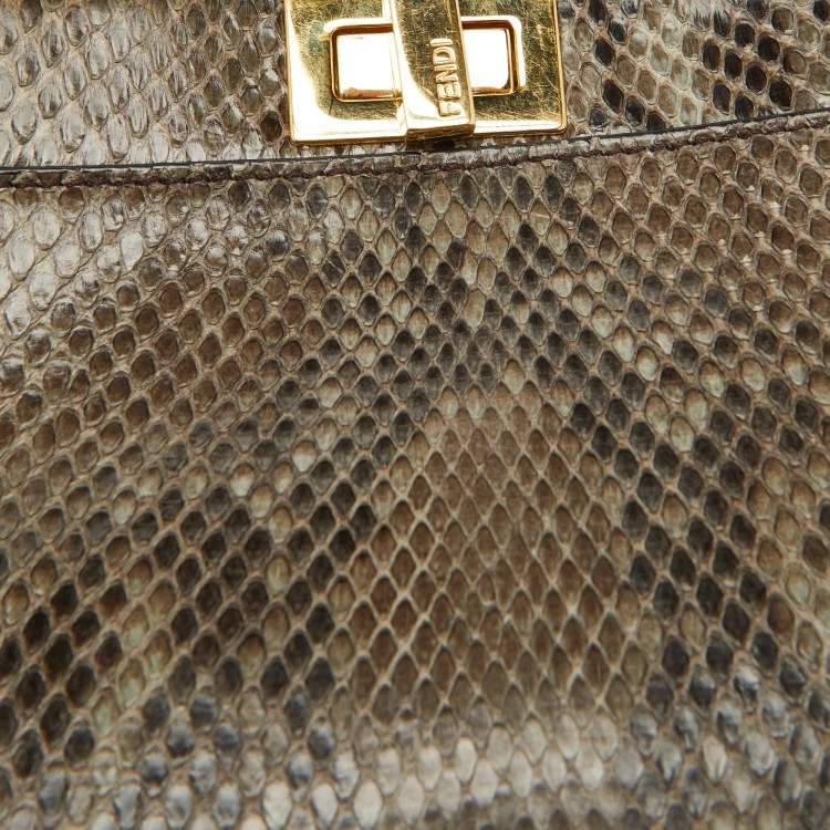 Pre Owned Fendi Multicolor Python Mini Peekaboo Top Handle Bag