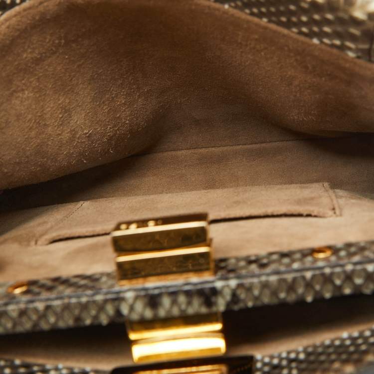 Pre Owned Fendi Multicolor Python Mini Peekaboo Top Handle Bag