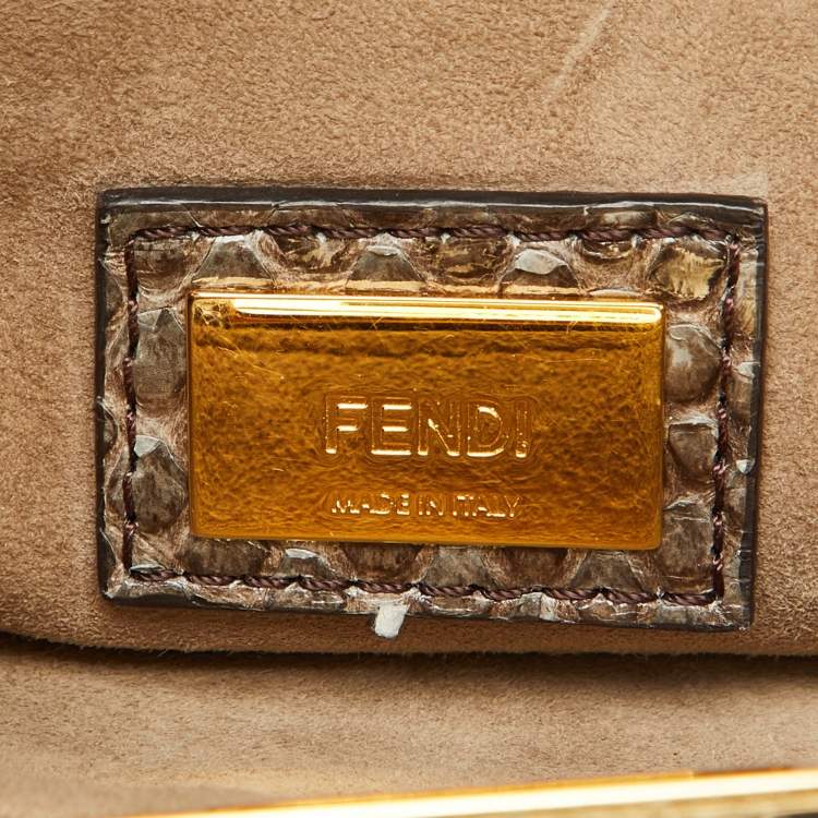 Pre Owned Fendi Multicolor Python Mini Peekaboo Top Handle Bag