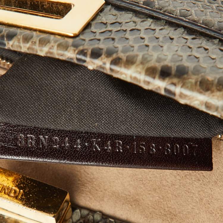 Pre Owned Fendi Multicolor Python Mini Peekaboo Top Handle Bag