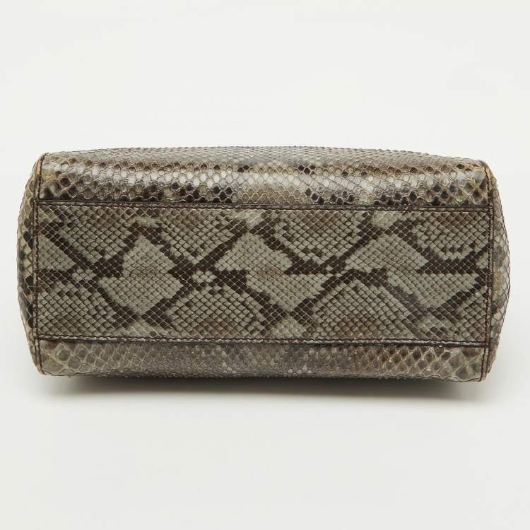 Pre Owned Fendi Multicolor Python Mini Peekaboo Top Handle Bag