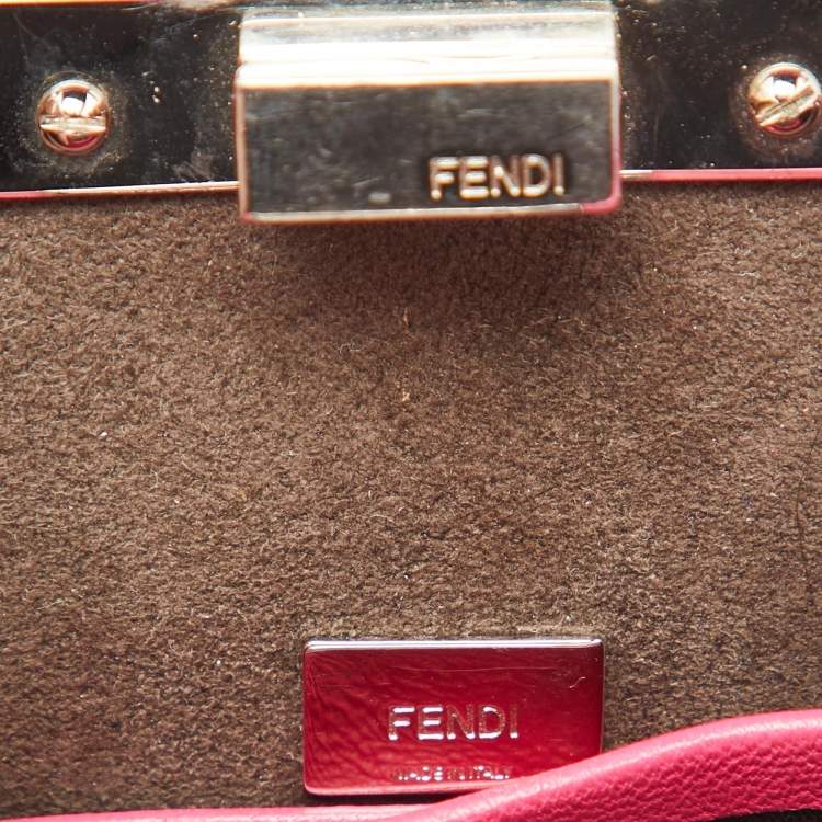 Pre Owned Fendi Pink Leather Micro Peekaboo Top Handle Bag