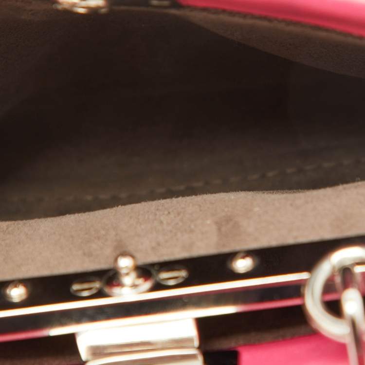 Pre Owned Fendi Pink Leather Micro Peekaboo Top Handle Bag