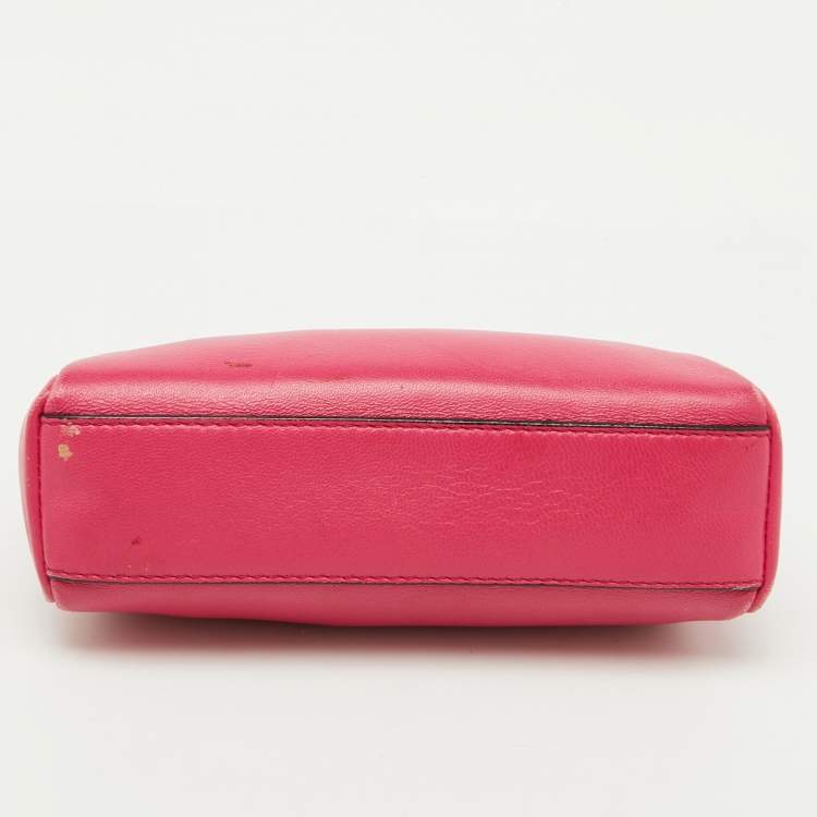 Pre Owned Fendi Pink Leather Micro Peekaboo Top Handle Bag