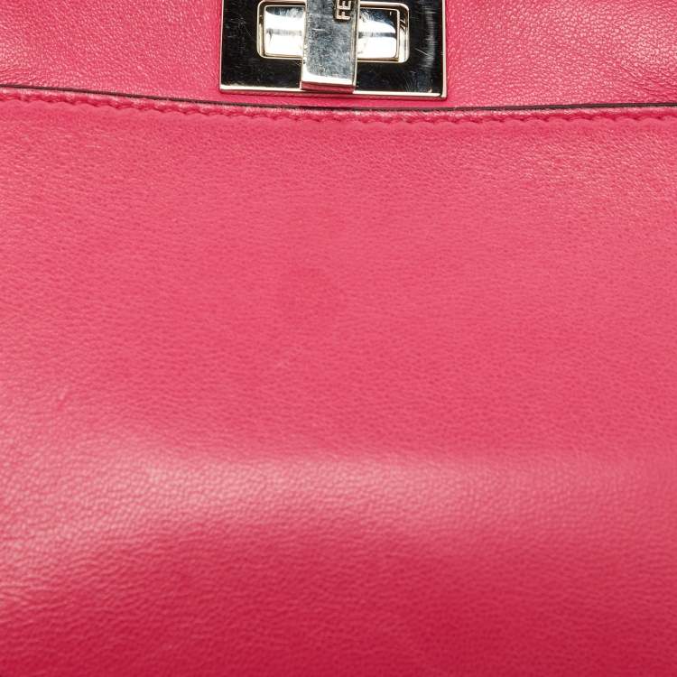 Pre Owned Fendi Pink Leather Micro Peekaboo Top Handle Bag