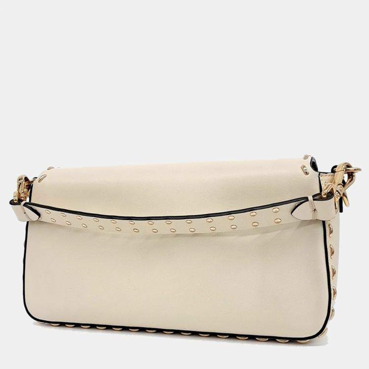 Pre Owned Fendi Beige Leather Baguette Shoulder Bag