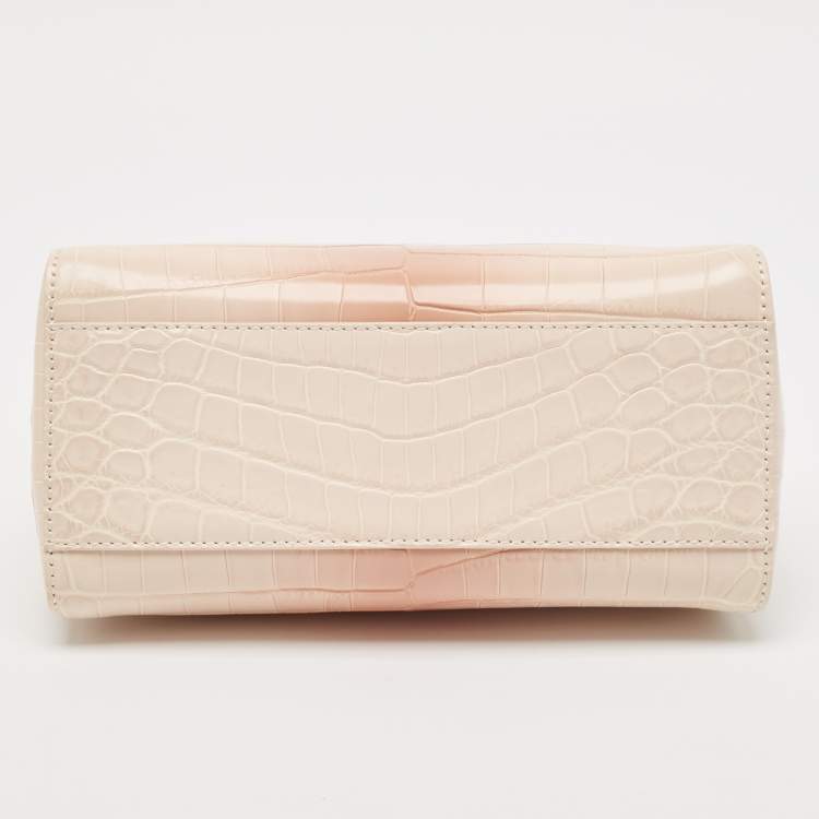 مملوكة مسبقًا Fendi Shiny Beige Crocodile Mini Peekaboo Top Handle Bag