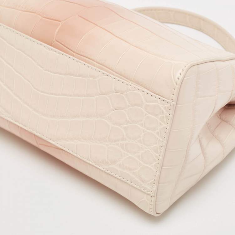 مملوكة مسبقًا Fendi Shiny Beige Crocodile Mini Peekaboo Top Handle Bag