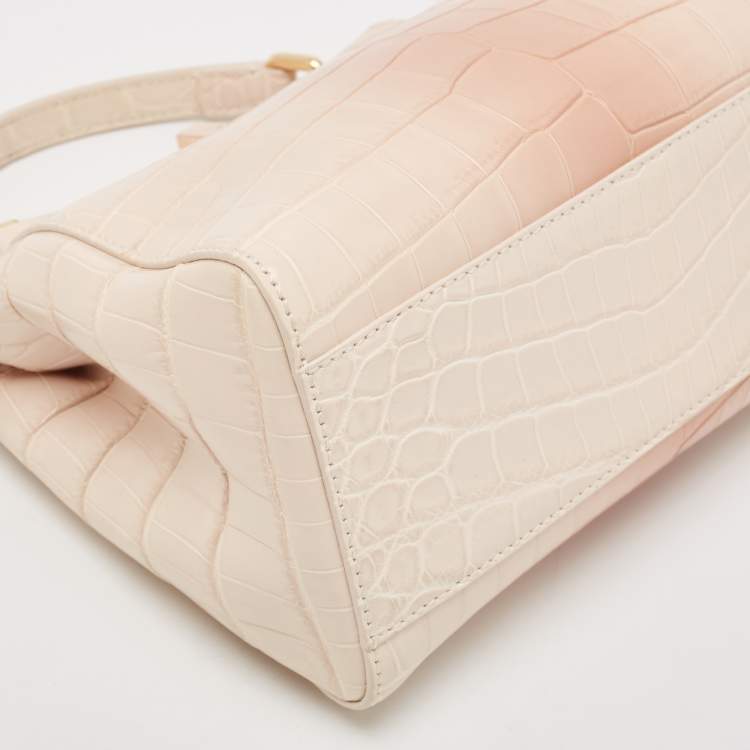 مملوكة مسبقًا Fendi Shiny Beige Crocodile Mini Peekaboo Top Handle Bag
