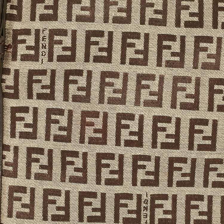 Pre Owned Fendi Dark Brown/Beige Zucchino Canvas Superstar Shopping Tote