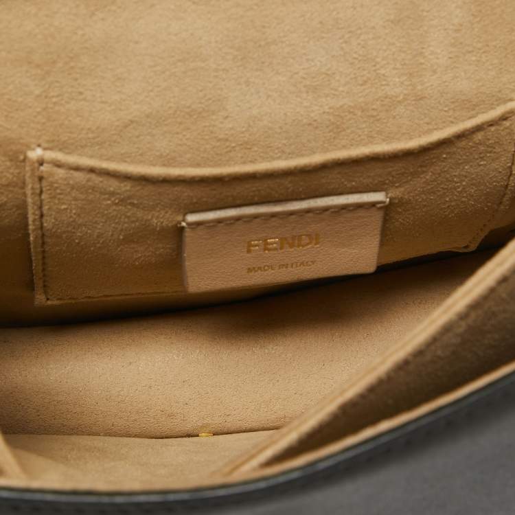Pre Owned Fendi Brown/Black FF Leather Mini Kan I Shoulder Bag