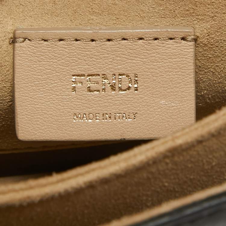 Pre Owned Fendi Brown/Black FF Leather Mini Kan I Shoulder Bag