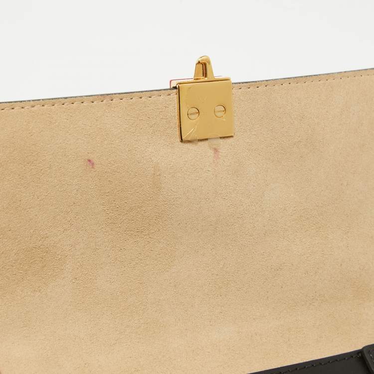 Pre Owned Fendi Brown/Black FF Leather Mini Kan I Shoulder Bag