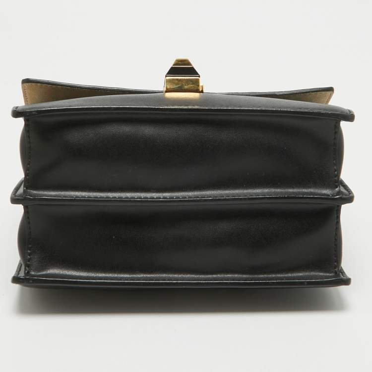 Pre Owned Fendi Brown/Black FF Leather Mini Kan I Shoulder Bag