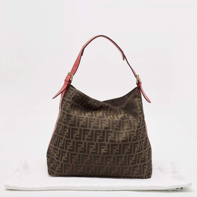 Pre Owned Fendi Tobacco Zucca Canvas and Leather Tote