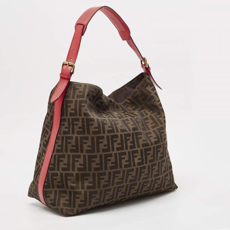 Pre Owned Fendi Tobacco Zucca Canvas and Leather Tote