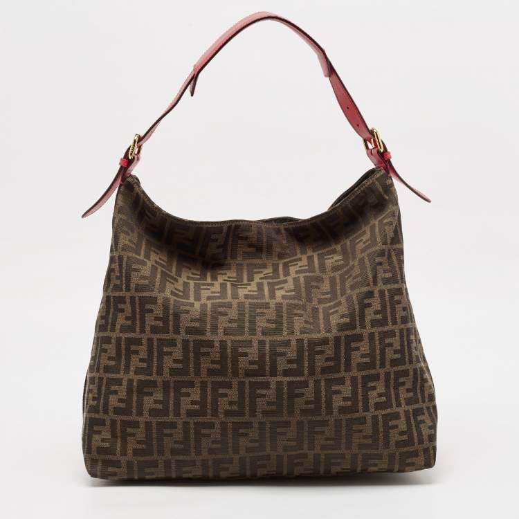 Pre Owned Fendi Tobacco Zucca Canvas and Leather Tote