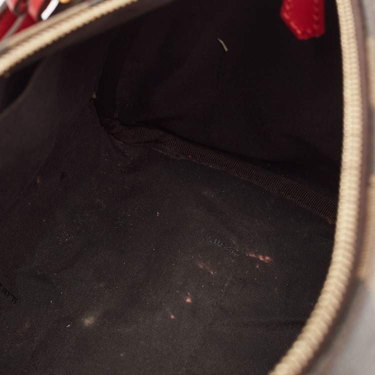 Pre Owned Fendi Tobacco Pequin Striped Coated Canvas and Leather Boston Bag