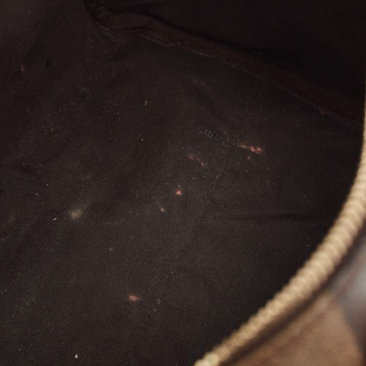 Pre Owned Fendi Tobacco Pequin Striped Coated Canvas and Leather Boston Bag
