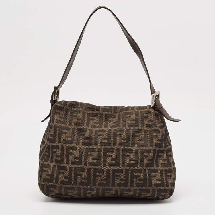 Pre Owned Fendi Tobacco Zucca Canvas and Leather Mama Baguette Bag