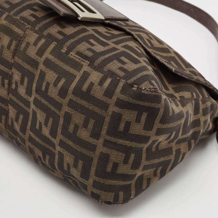 Pre Owned Fendi Tobacco Zucca Canvas and Leather Mama Baguette Bag