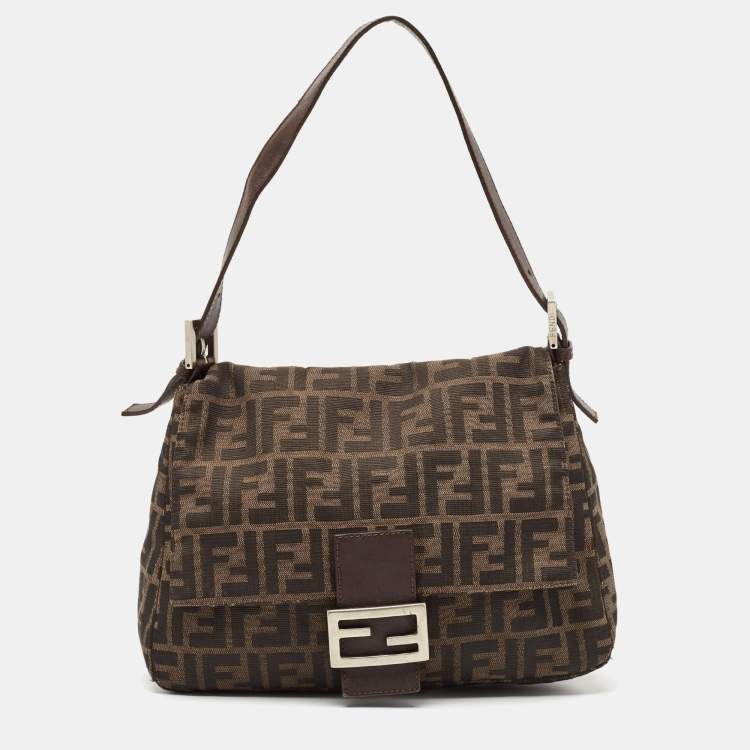 Pre Owned Fendi Tobacco Zucca Canvas and Leather Mama Baguette Bag