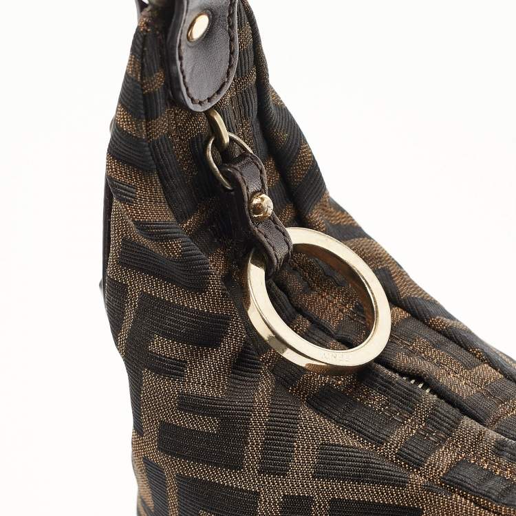Pre Owned Fendi Tobacco Zucca Canvas and Leather Chef Chain Link Hobo