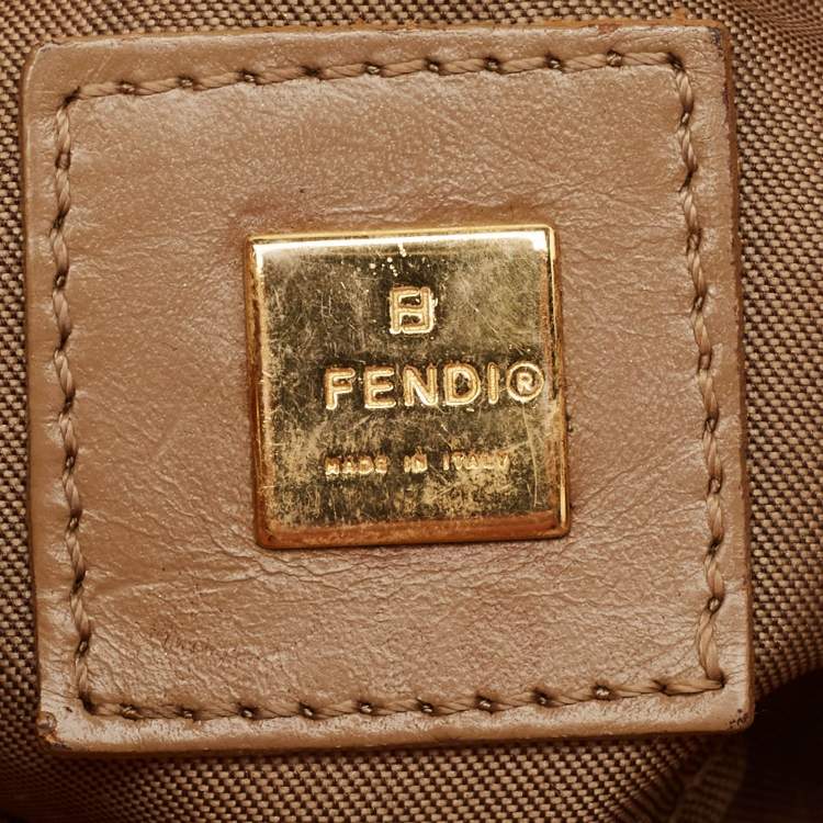 Pre Owned Fendi Orange Zuchinno Coated Fabric  Micro Croissant Hobo