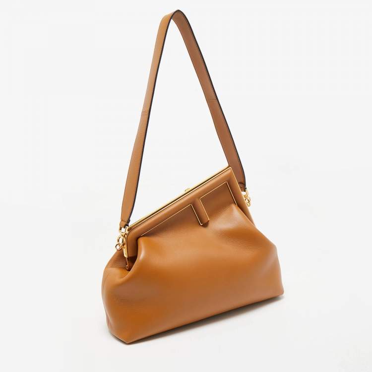 Pre Owned Fendi Brown Leather Medium First Shoulder Bag