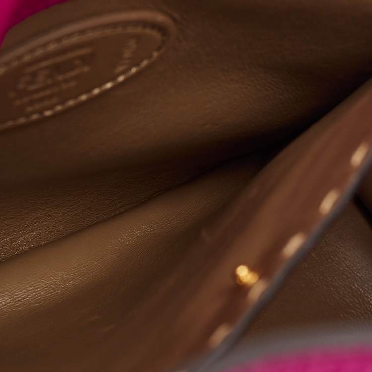 Pre Owned Fendi Pink/Brown Leather Medium Peekaboo X-Lite Top Handle Bag