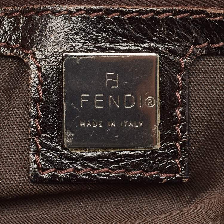 Pre Owned Fendi Tobacco Zucca Canvas and Leather East West Satchel