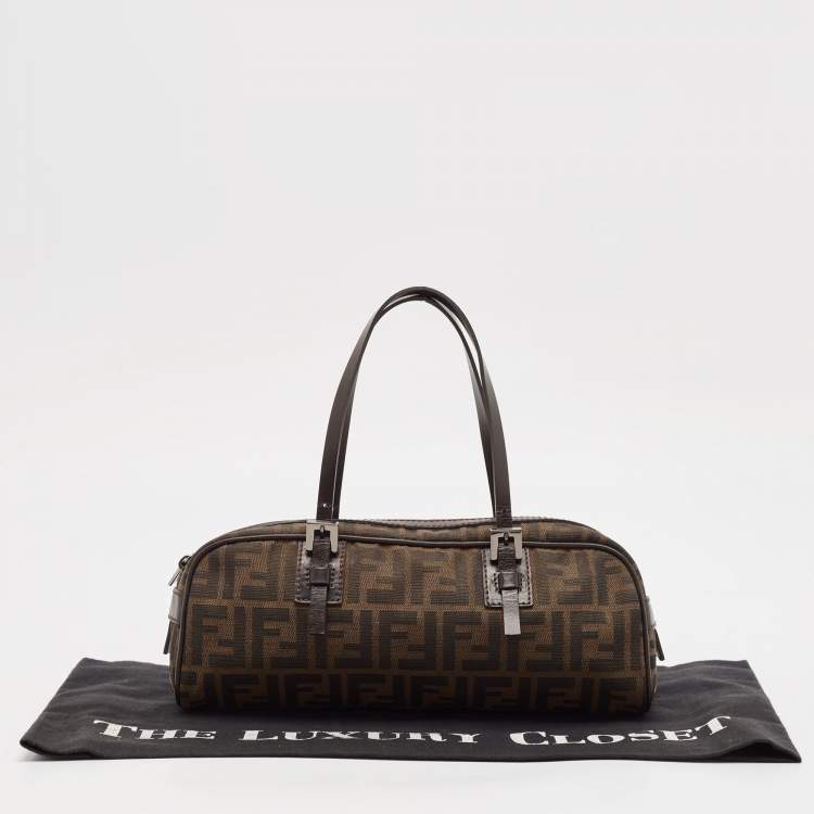 Pre Owned Fendi Tobacco Zucca Canvas and Leather East West Satchel
