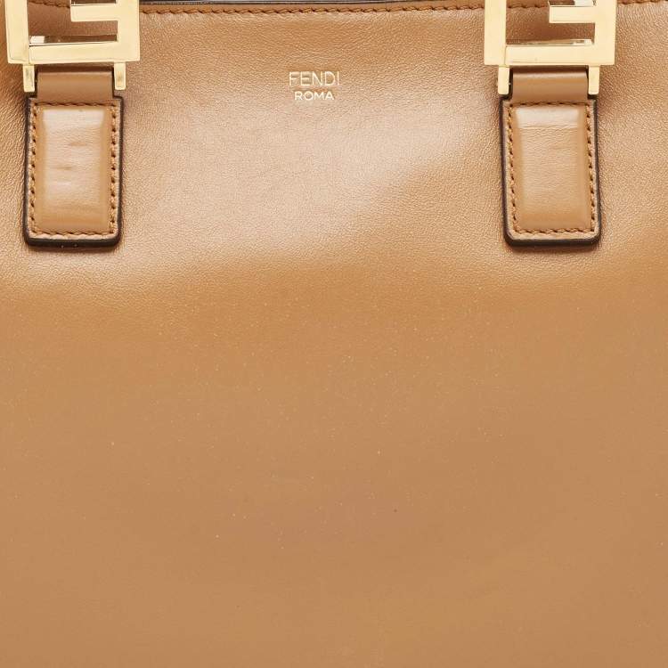 Pre Owned Fendi Brown Leather Small FF Glacier Tote