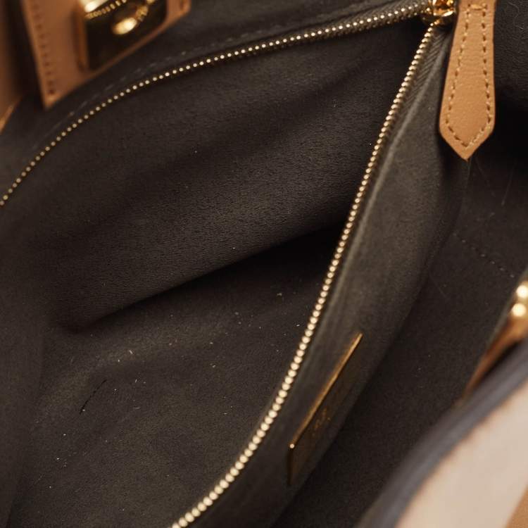 Pre Owned Fendi Brown Leather Small FF Glacier Tote