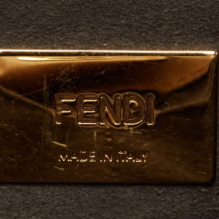 Pre Owned Fendi Brown Leather Small FF Glacier Tote