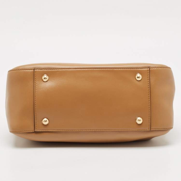 Pre Owned Fendi Brown Leather Small FF Glacier Tote