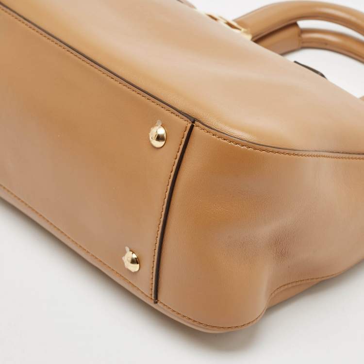 Pre Owned Fendi Brown Leather Small FF Glacier Tote