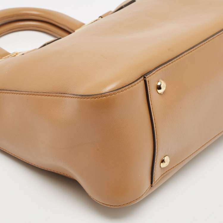 Pre Owned Fendi Brown Leather Small FF Glacier Tote