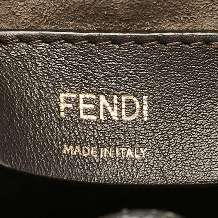 Pre Owned Fendi Brown/Black Zucca Leather Mini Mon Tresor Drawstring Bucket Bag