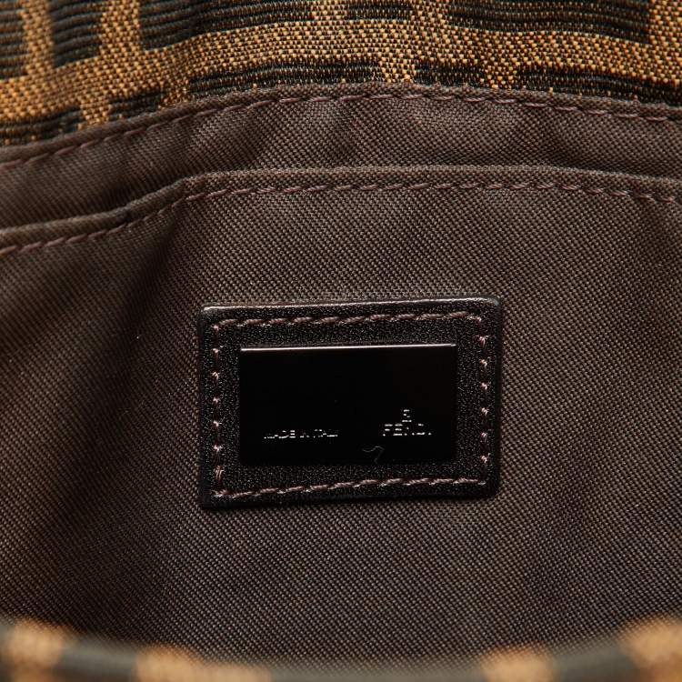 Pre Owned Fendi Tobacco Zucca Canvas and Leather Flap Baguette Bag