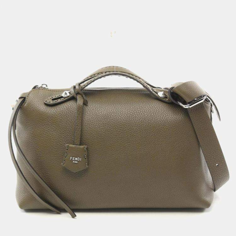 Pre Owned Fendi Khaki Leather By The Way Selleria Large Handbag