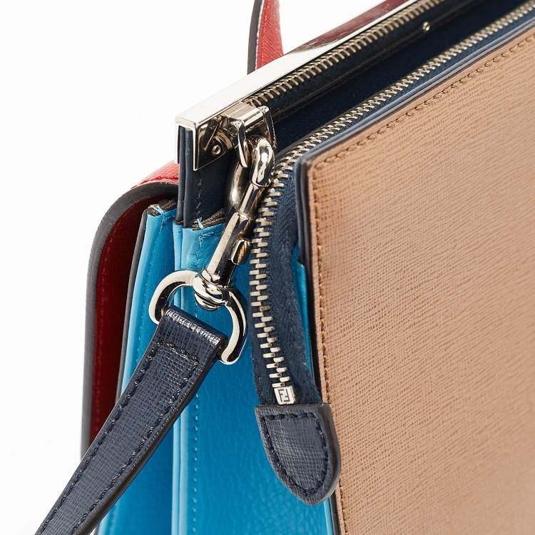 Pre Owned Fendi Tricolor Leather Small Demi Jour Top Handle Bag