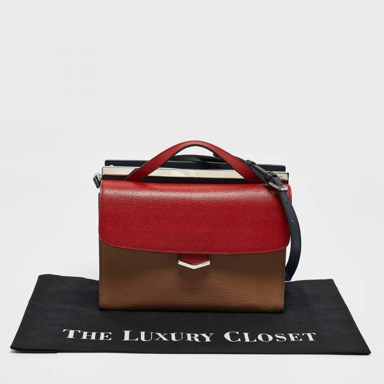 Pre Owned Fendi Tricolor Leather Small Demi Jour Top Handle Bag