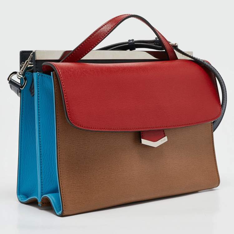 Pre Owned Fendi Tricolor Leather Small Demi Jour Top Handle Bag