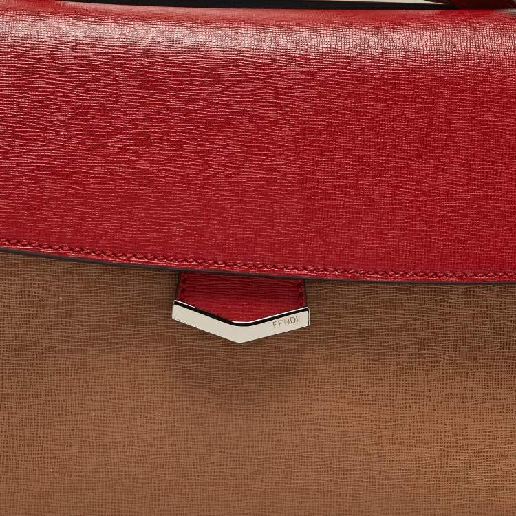 Pre Owned Fendi Tricolor Leather Small Demi Jour Top Handle Bag