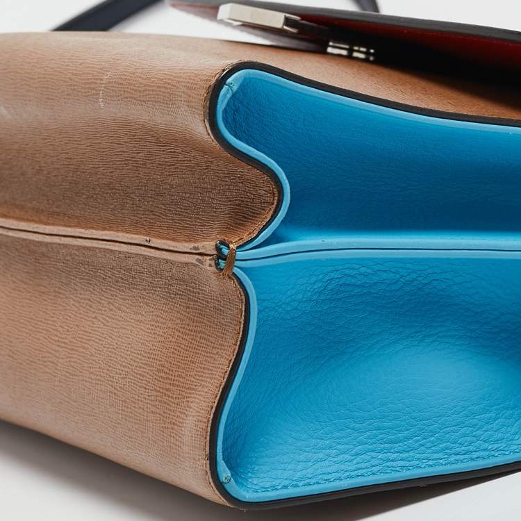 Pre Owned Fendi Tricolor Leather Small Demi Jour Top Handle Bag