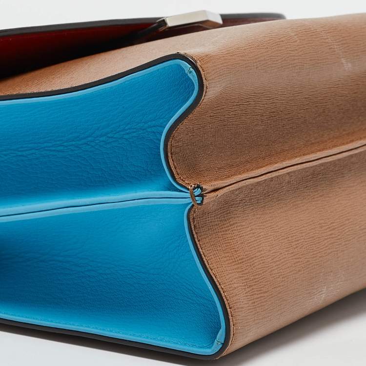 Pre Owned Fendi Tricolor Leather Small Demi Jour Top Handle Bag