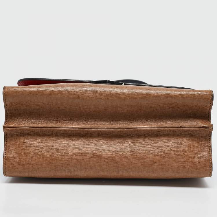 Pre Owned Fendi Tricolor Leather Small Demi Jour Top Handle Bag